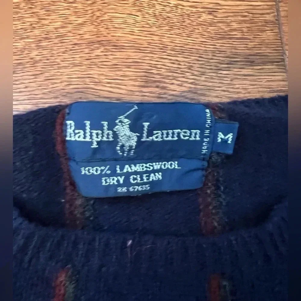 Vtg Polo Ralph Lauren LambsWool Sweater Mens Sz M